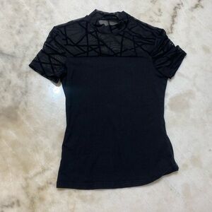 SHEIN Black Geometric Short Sleeve Top